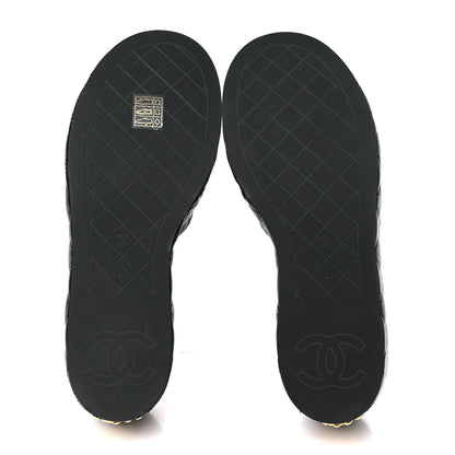 Chanel Lambskin Quilted Camelia CC Wedge Sandal Mules 40 Black 5 of 8