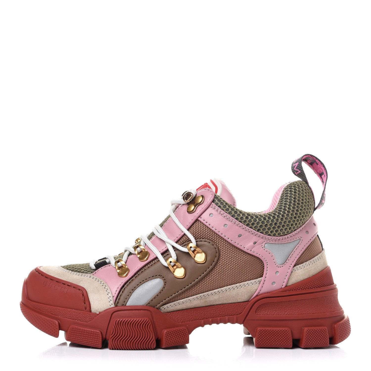 Gucci X SEGA Mesh Canvas Calfskin Womens Flashtrek Sneakers 36.5 Military Oatmeal Carmine Rose Ardesia 1 of 10