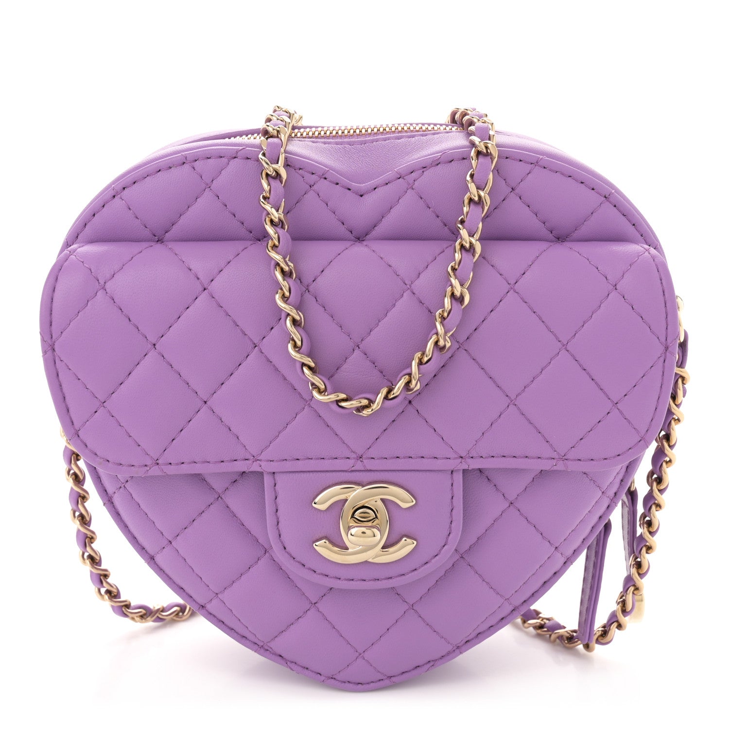 Chanel Lambskin Quilted CC In Love Heart Bag Purple 1 of 11