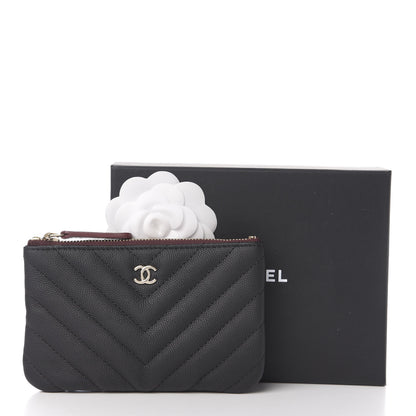 Chanel Caviar Chevron Quilted Small Cosmetic Case Black 7 of 7