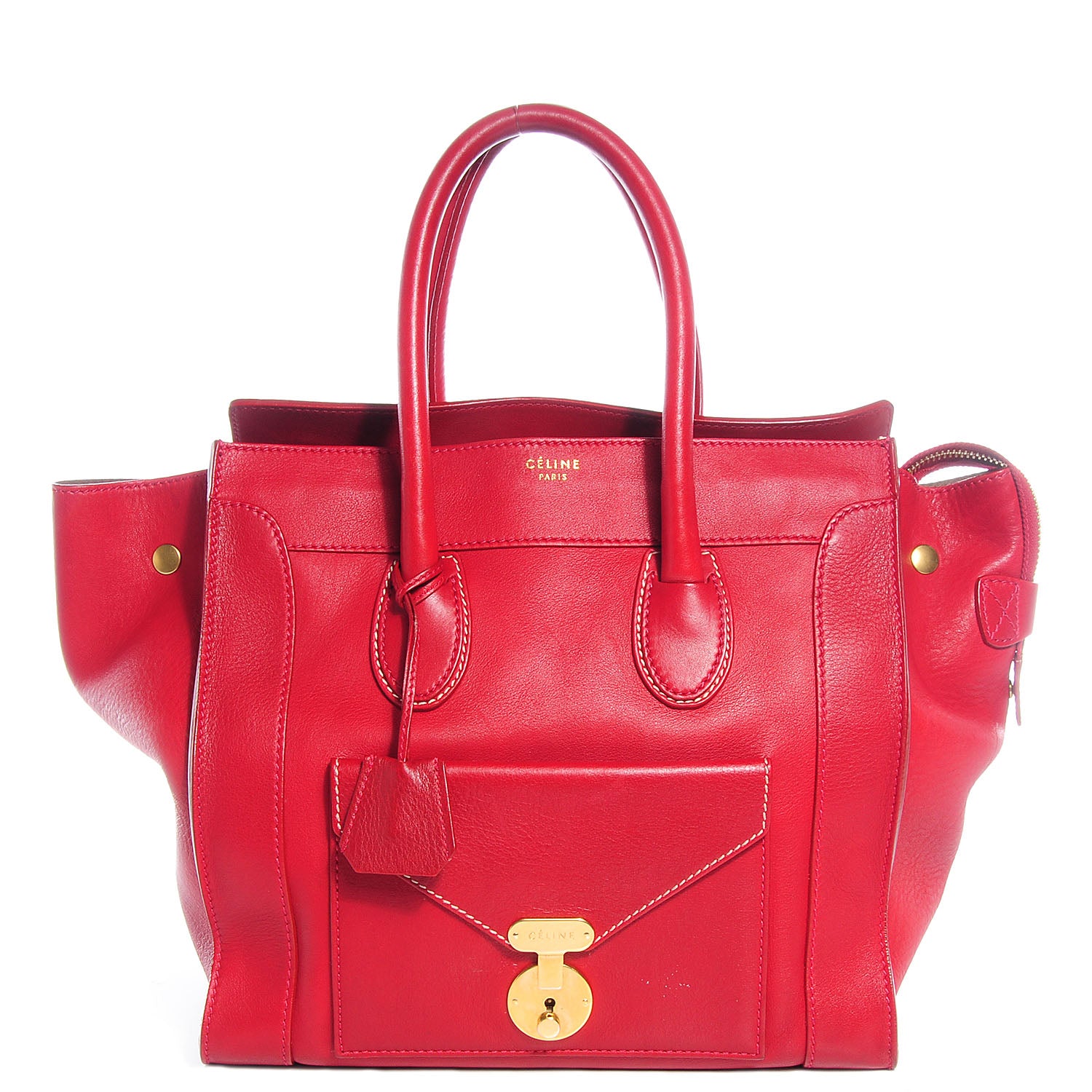 Celine Smooth Calfskin Mini Luggage Envelope Tote Red 1 of 9