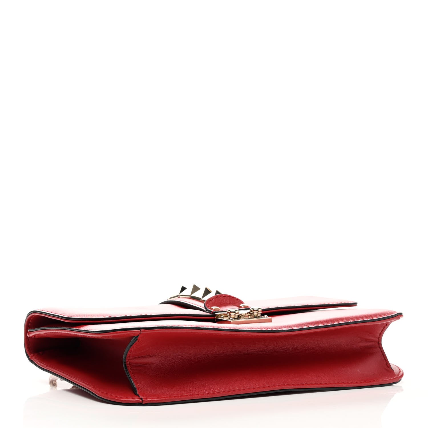 Valentino Garavani Vitello Medium Glam Lock Rockstud Flap Red 4 of 9