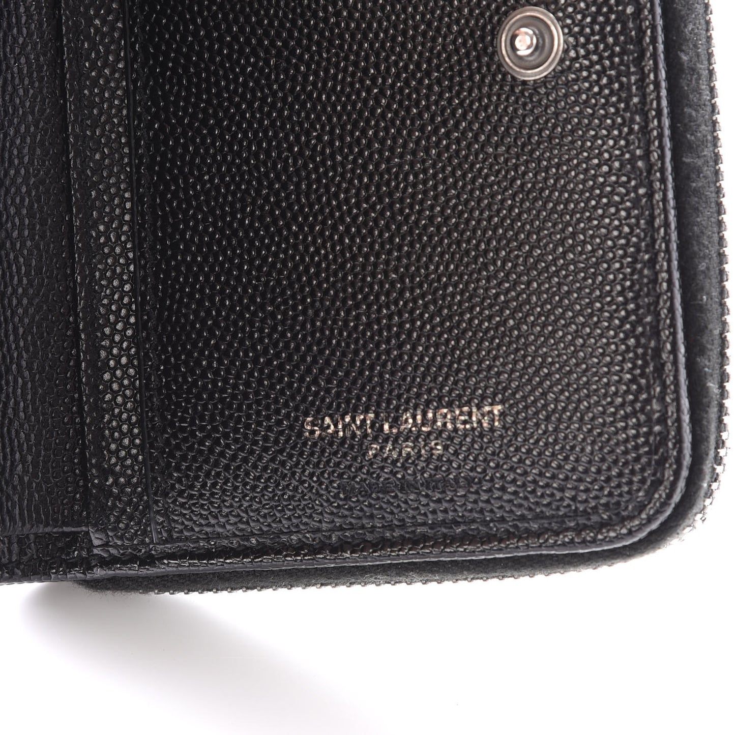Grain De Poudre Matelasse Chevron Monogram Compact Zip Around Wallet Black