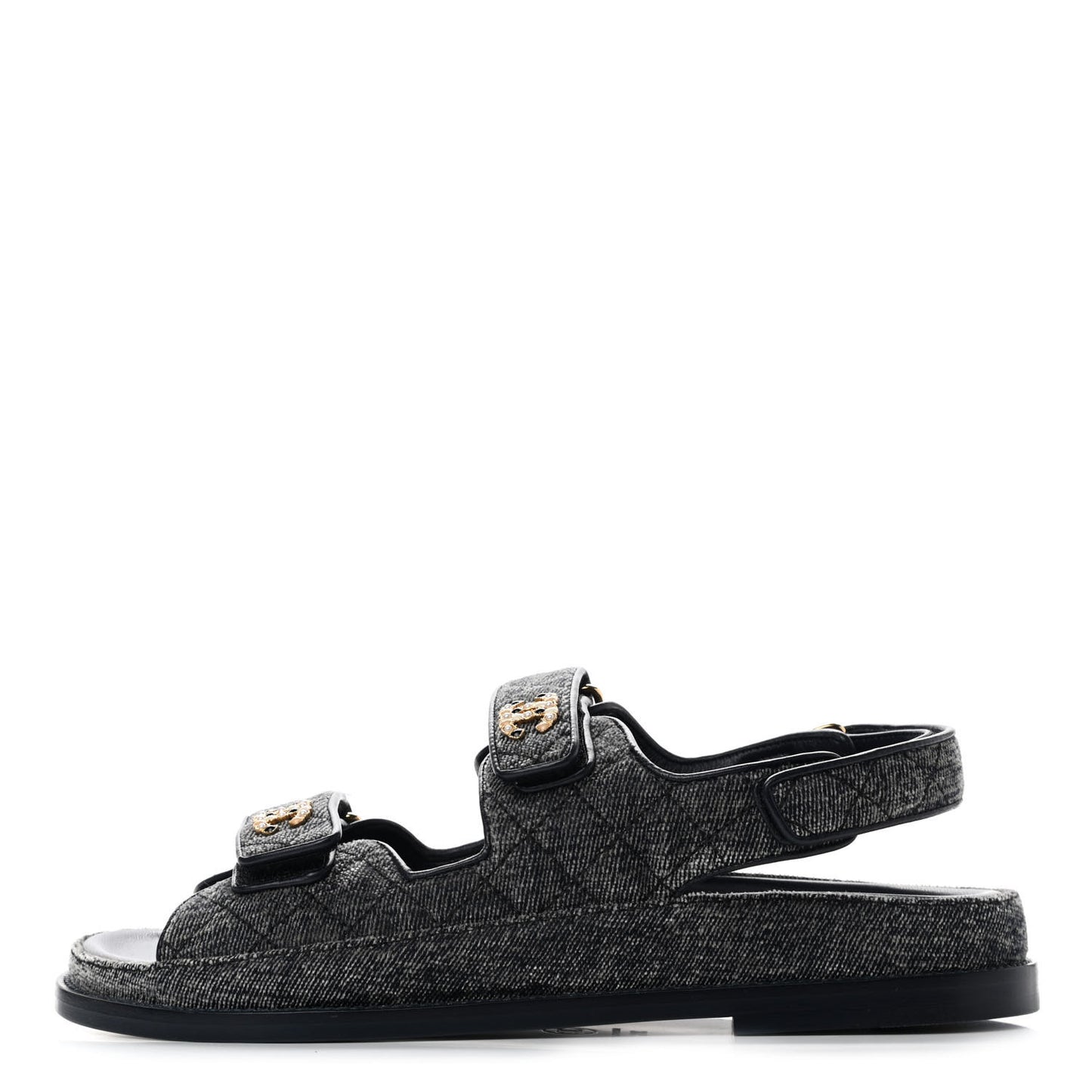 Denim Quilted Dad Sandals 38.5 Grey