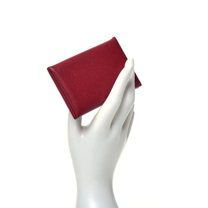 Hermes Epsom Calvi Card Case Rubis 2 of 7