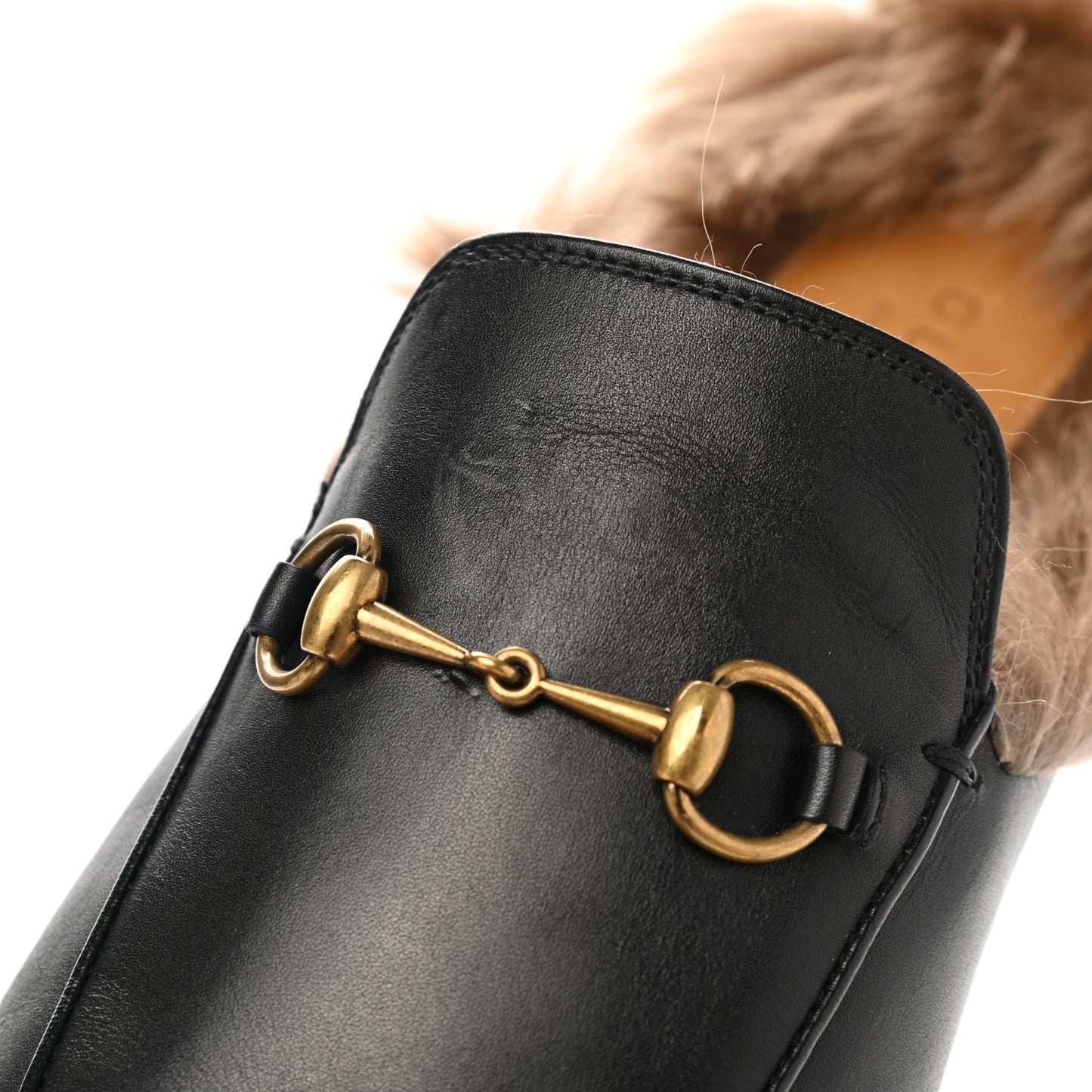 Calfskin Fur Womens Princetown Slippers 41 Black