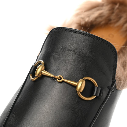 Gucci Calfskin Fur Womens Princetown Slippers 41 Black 8 of 10
