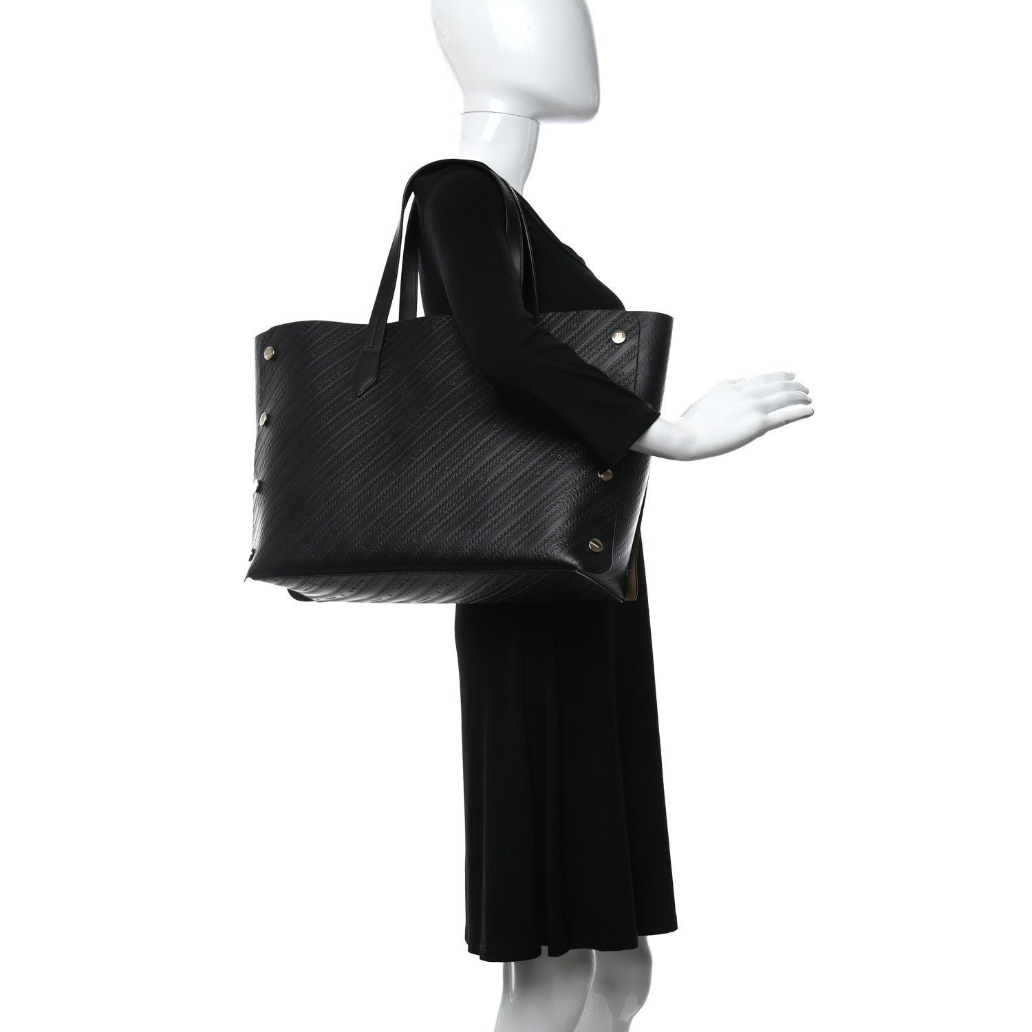 Givenchy Calfskin Chain Embossed Medium Bond Shopper Tote Black 2 of 10