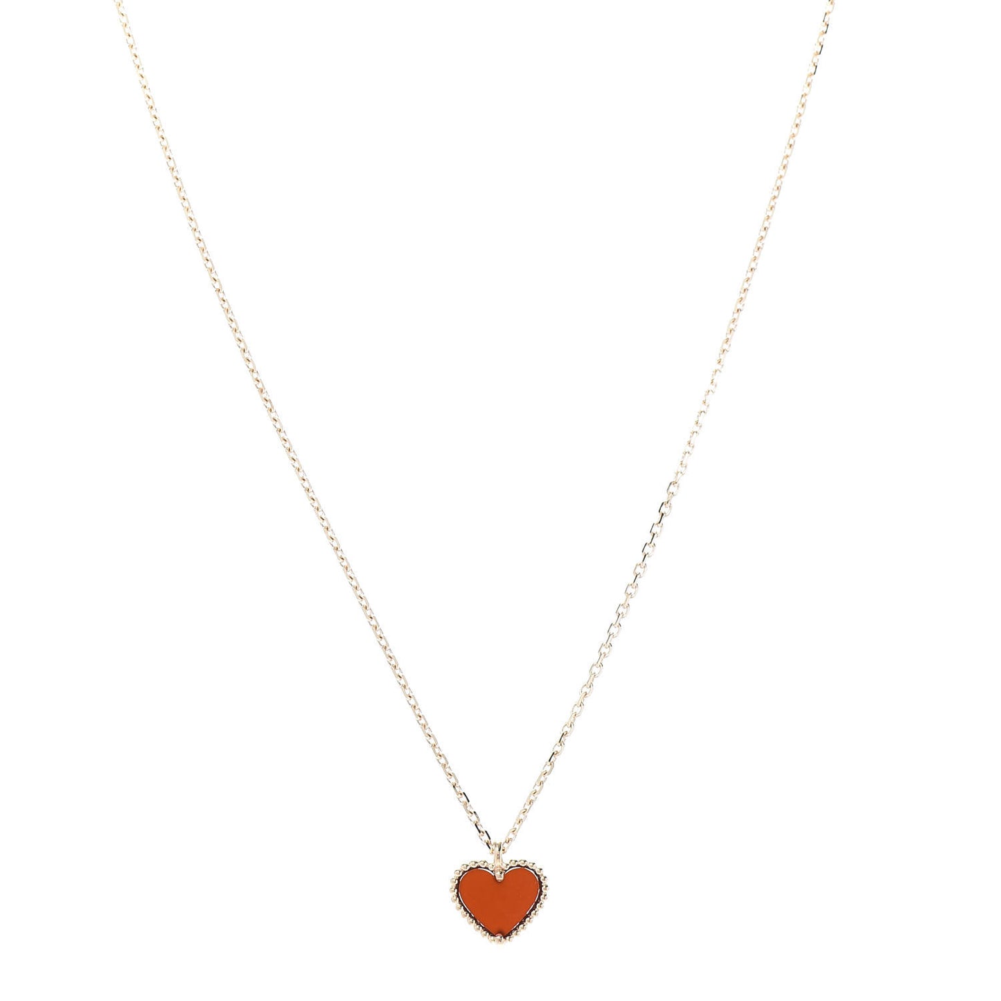18K Rose Gold Carnelian Sweet Alhambra Heart Pendant Necklace