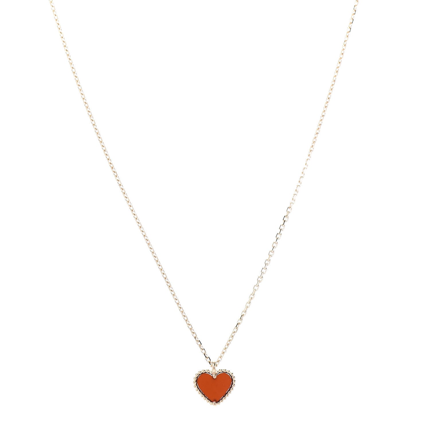 Van Cleef & Arpels 18K Rose Gold Carnelian Sweet Alhambra Heart Pendant Necklace 1 of 7