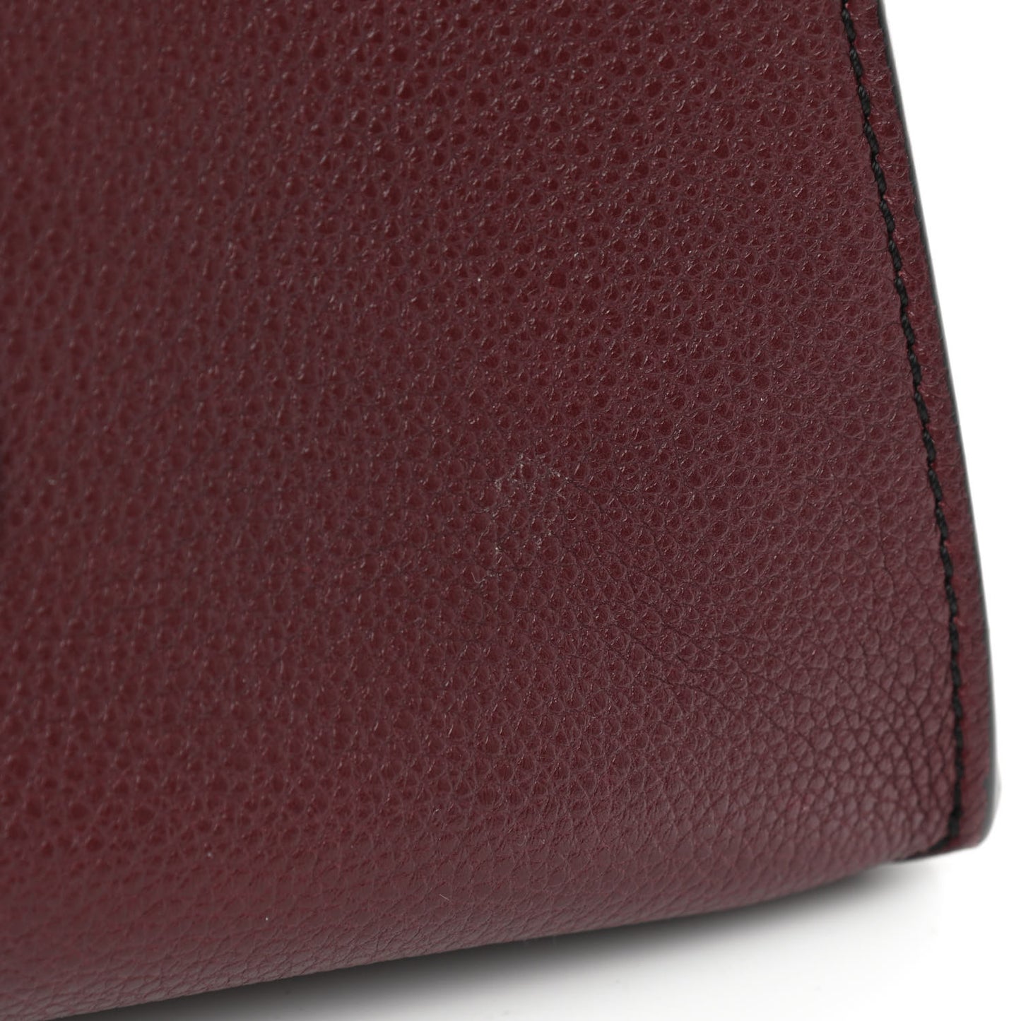 Drummed Calfskin Medium Edge Shoulder Bag Wine