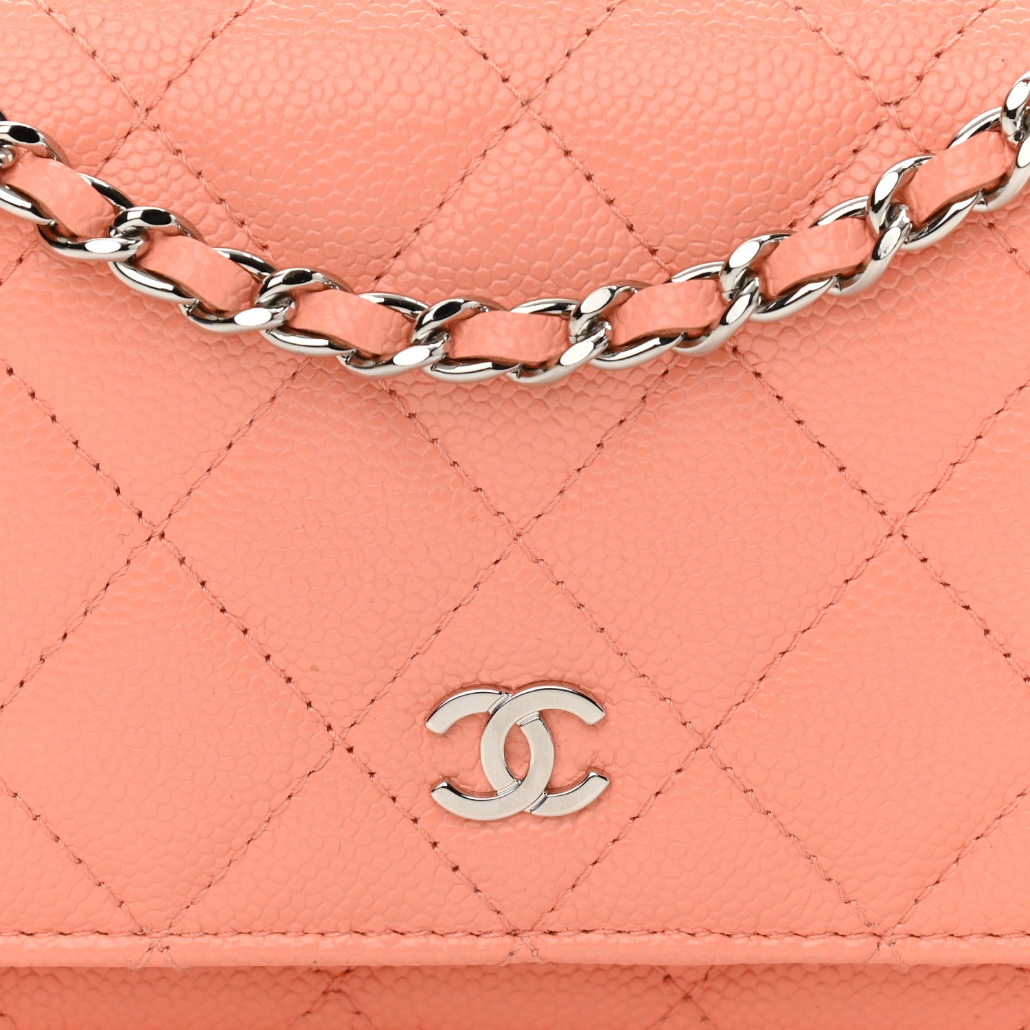 Chanel Caviar Quilted Mini Wallet On Chain WOC Coral 8 of 11
