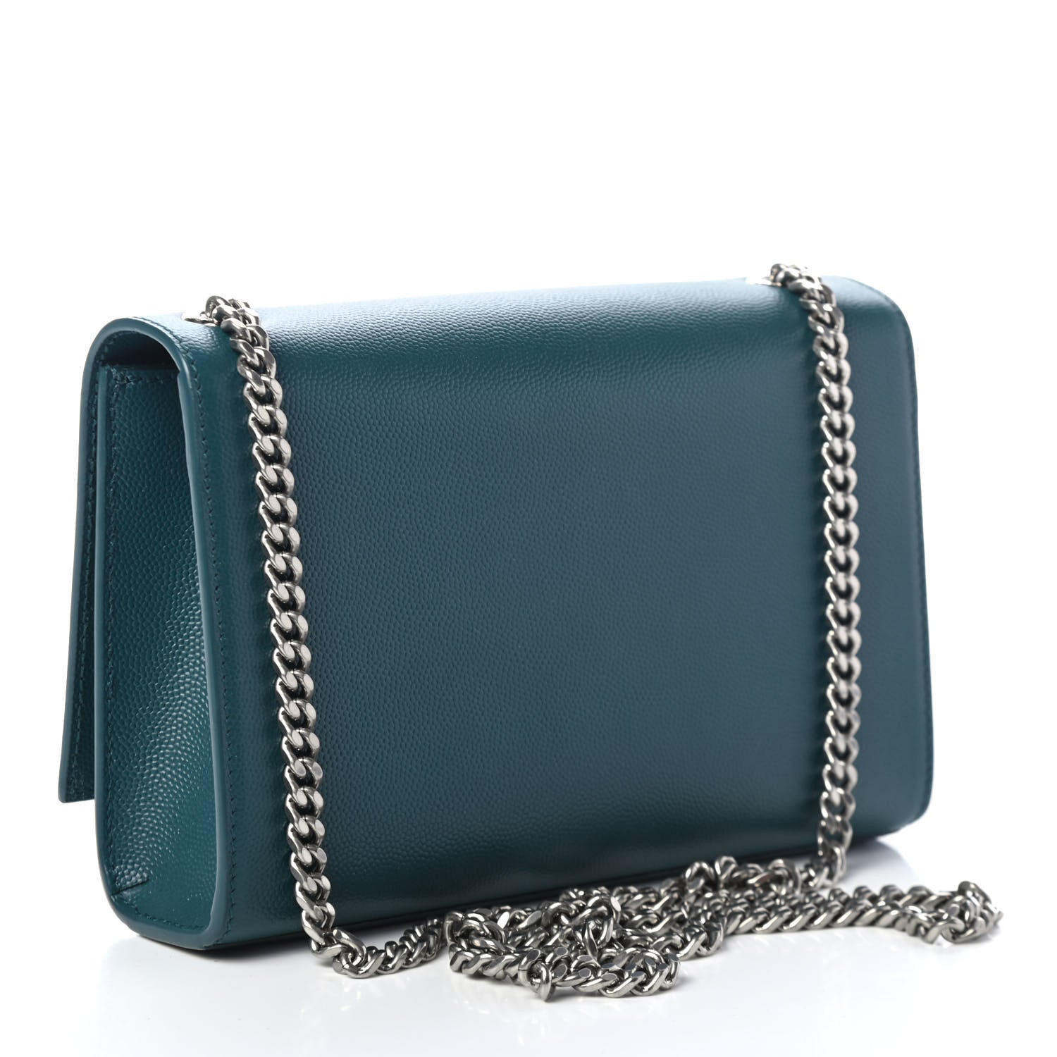 Saint Laurent Grain De Poudre Small Monogram Kate Satchel Teal Green 2 of 4
