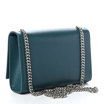 Saint Laurent Grain De Poudre Small Monogram Kate Satchel Teal Green 2 of 4