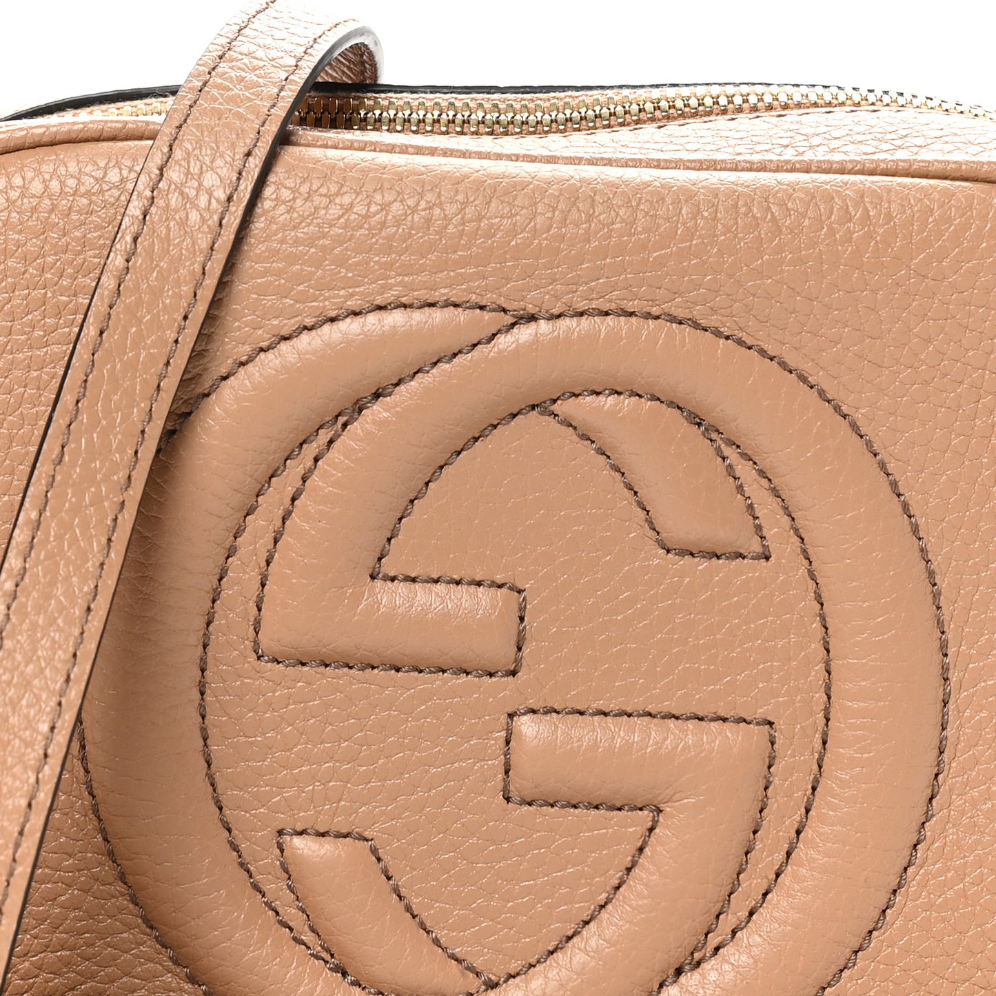 Pebbled Calfskin Small Soho Disco Bag Camelia