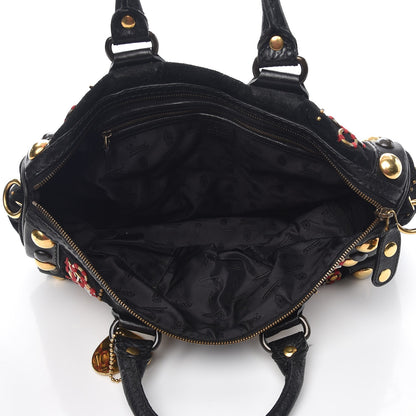 Gucci Suede Calfskin Large Babouska Studded Boston Black 5 of 15