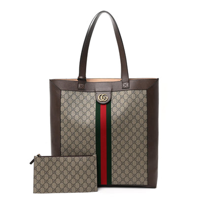 Gucci GG Supreme Monogram Web Large Ophidia Vertical Shopping Tote Brown 3 of 13