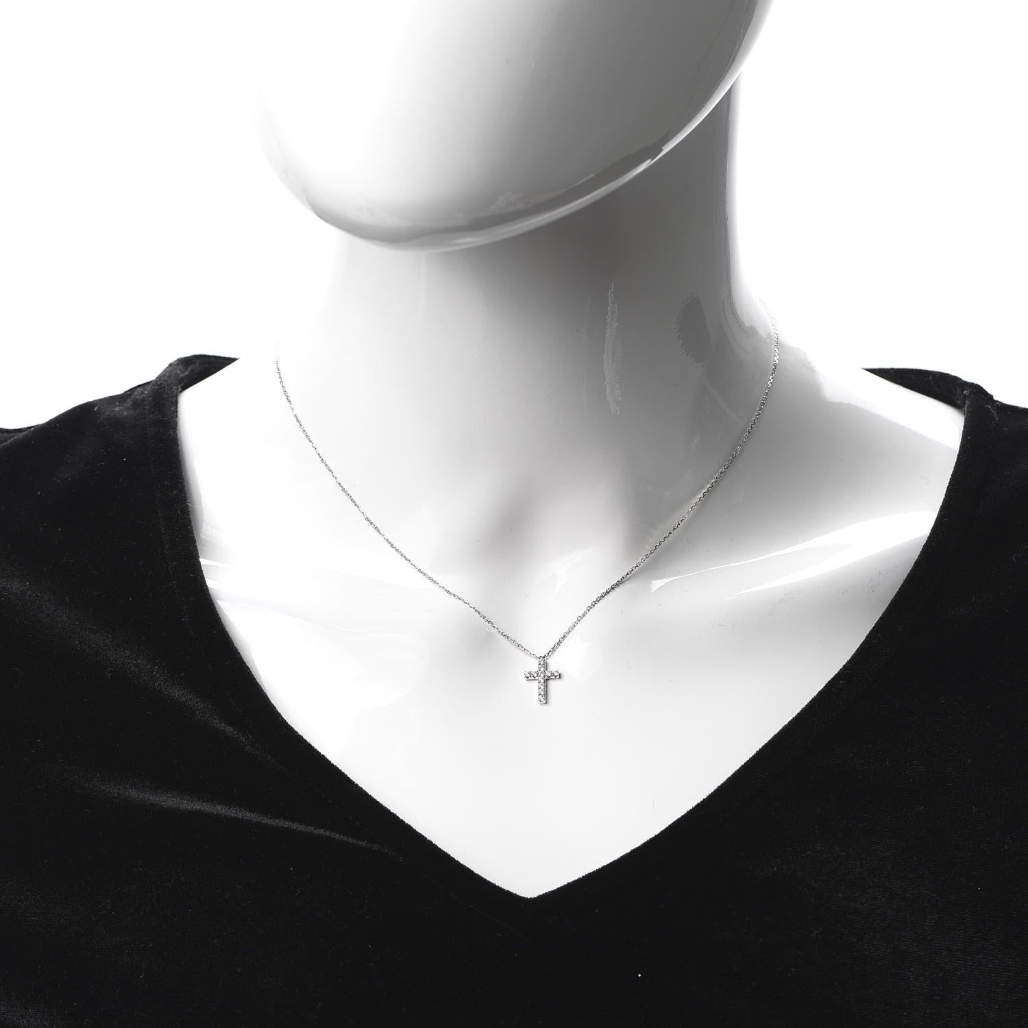 Cartier 18K White Gold Diamond Symbols Cross Pendant Necklace 2 of 6