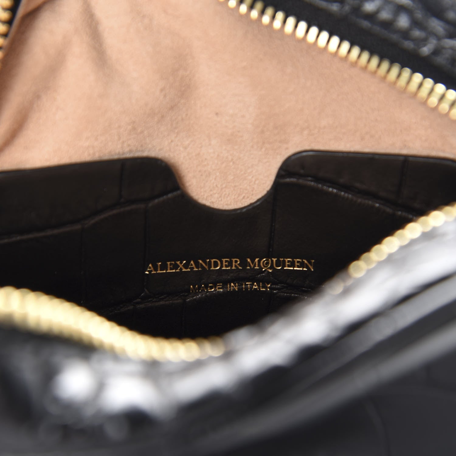 Alexander McQueen Calfskin Crocodile Embossed Camera Shoulder Bag Black 9 of 10