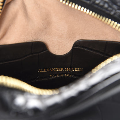 Alexander McQueen Calfskin Crocodile Embossed Camera Shoulder Bag Black 9 of 10