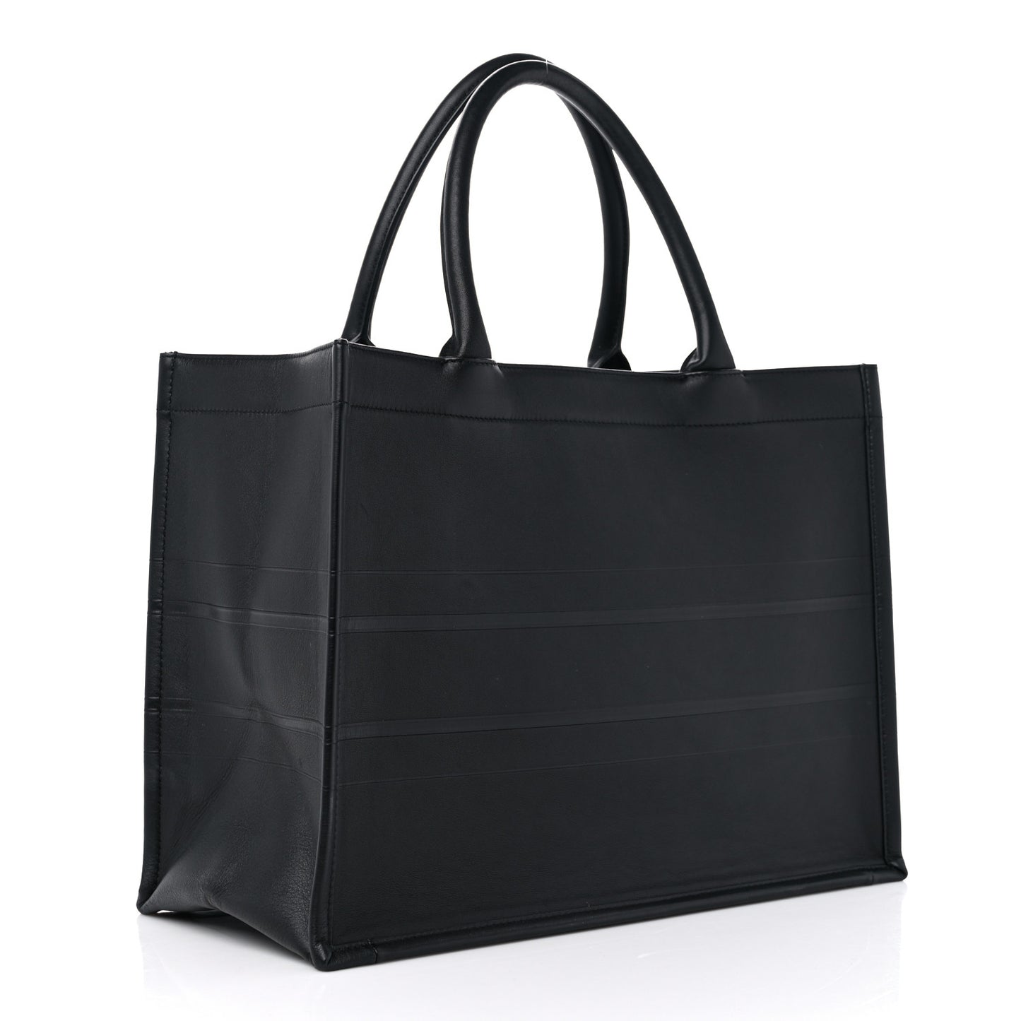 Calfskin Embossed Medium Book Tote Black