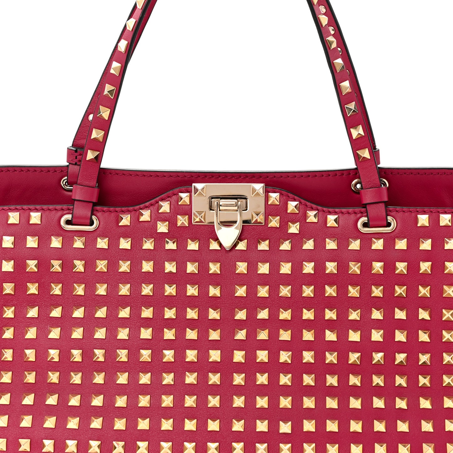 Vitello Medium Rockstud All Over Tote Cyclamin
