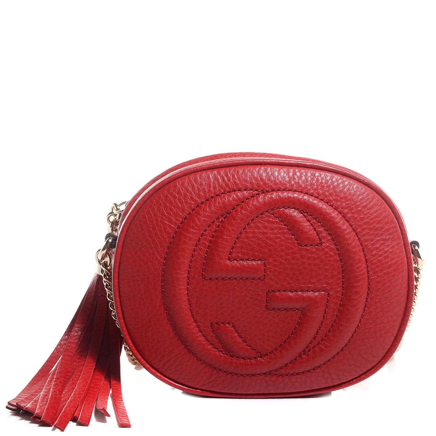 Gucci Pebbled Calfskin Mini Soho Chain Bag Tabasco Red 1 of 7