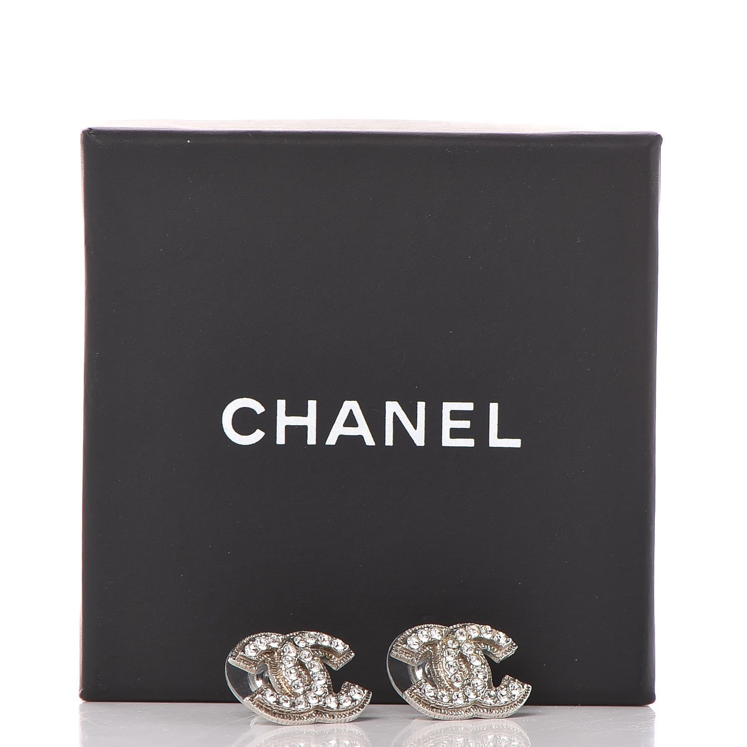 Chanel Crystal CC Earrings Silver 5 of 5