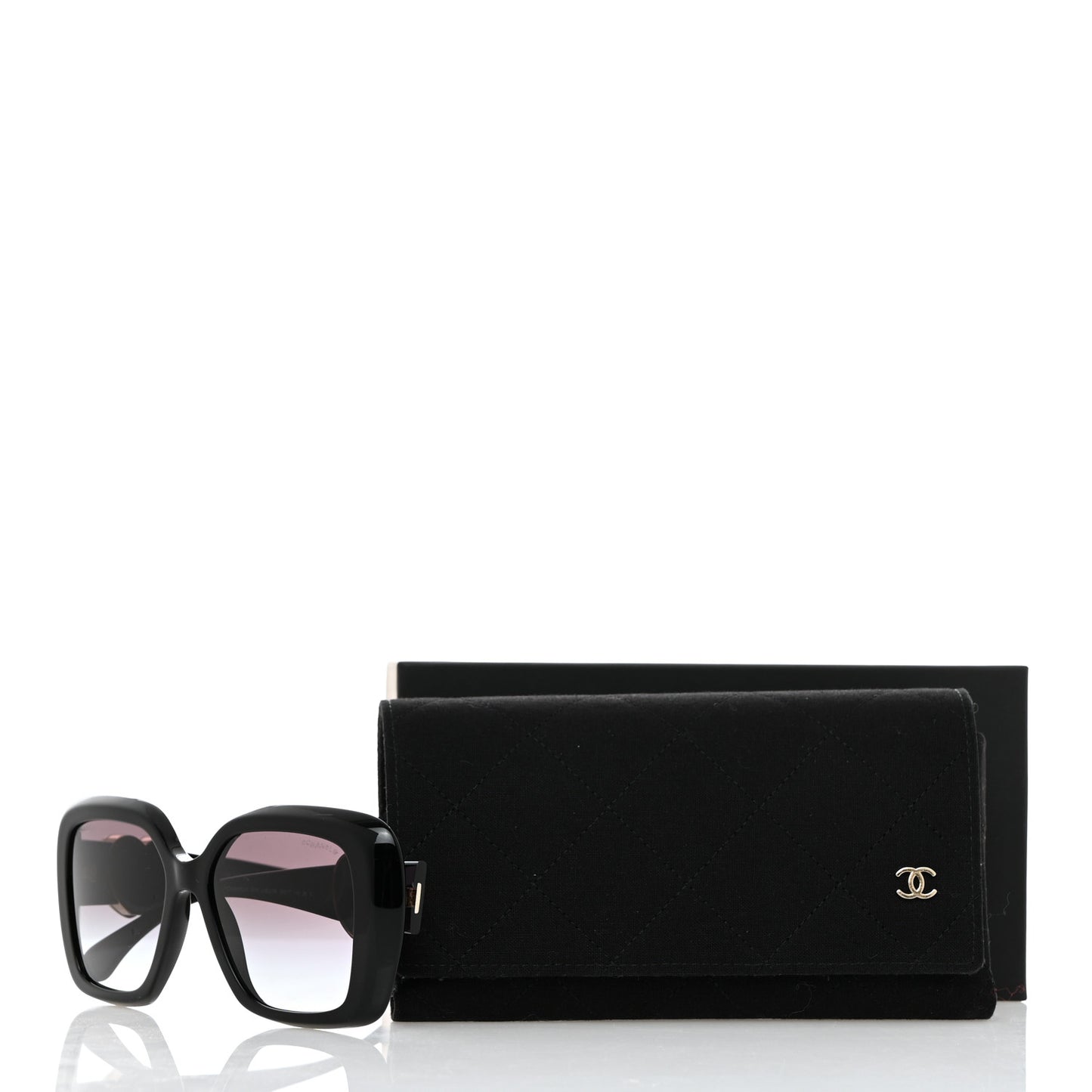 Acetate Enamel Heart Square Sunglasses 5518 Black