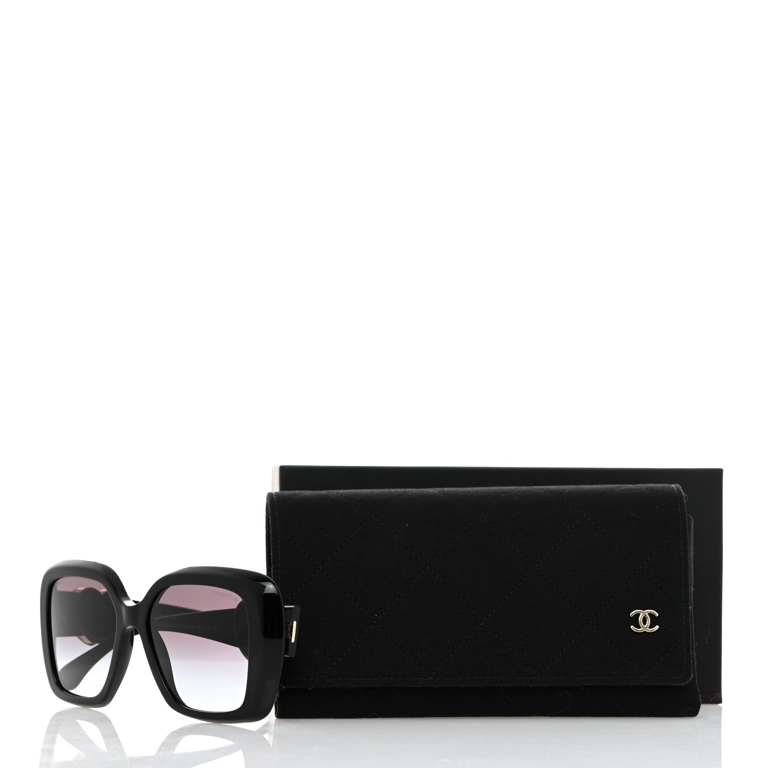 Chanel Acetate Enamel Heart Square Sunglasses 5518 Black 9 of 9