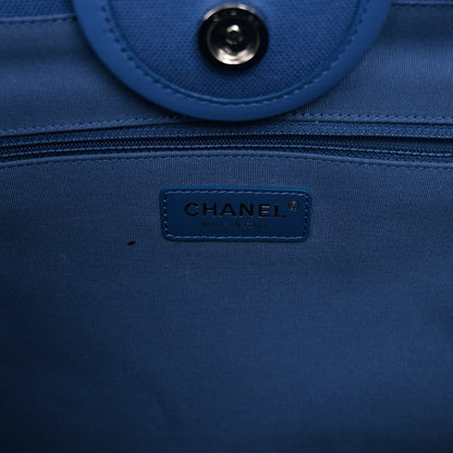 Chanel Canvas Calfskin Striped Large Deauville Tote Blue 7 of 11