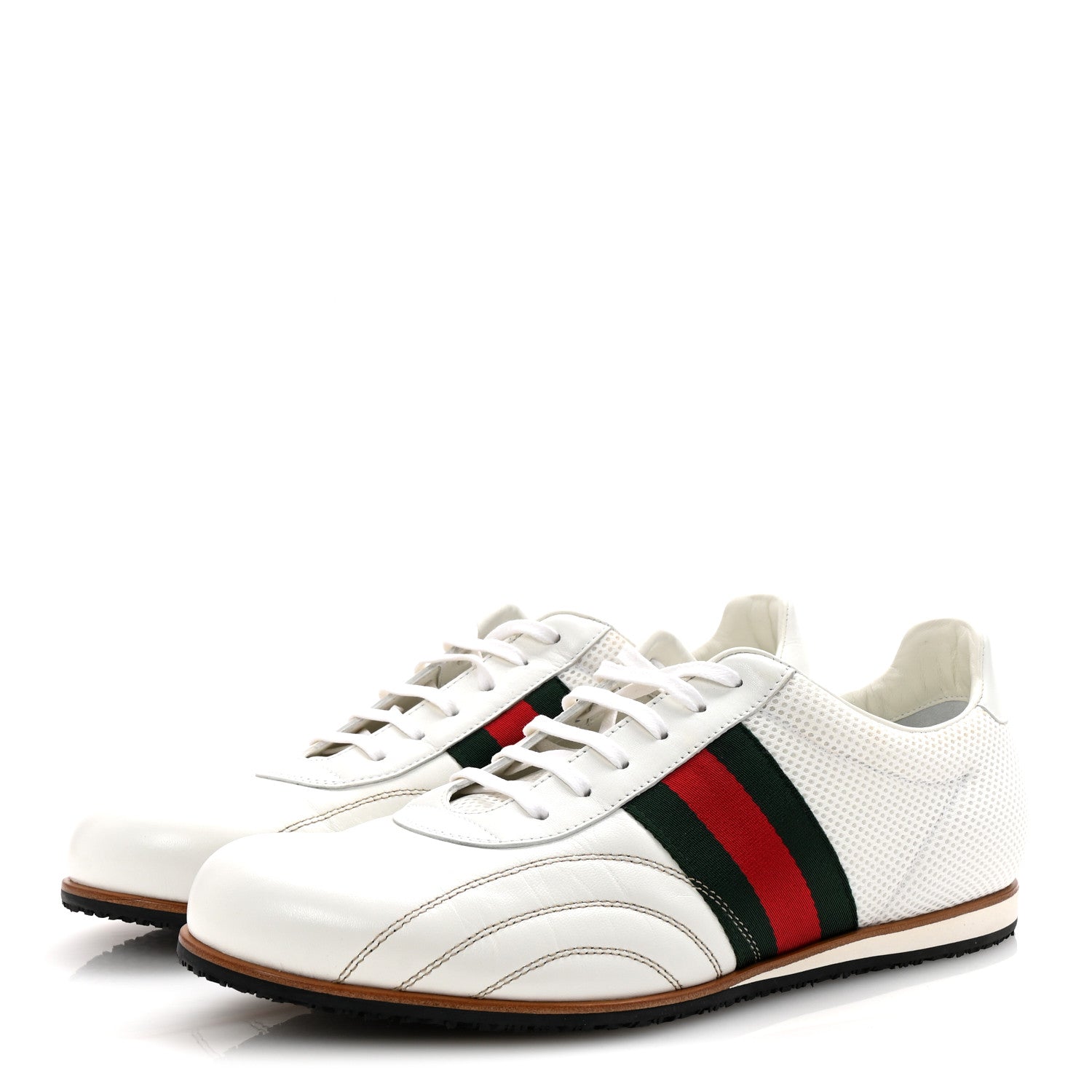Gucci Calfskin Mens Web Sneakers 10 White 4 of 10