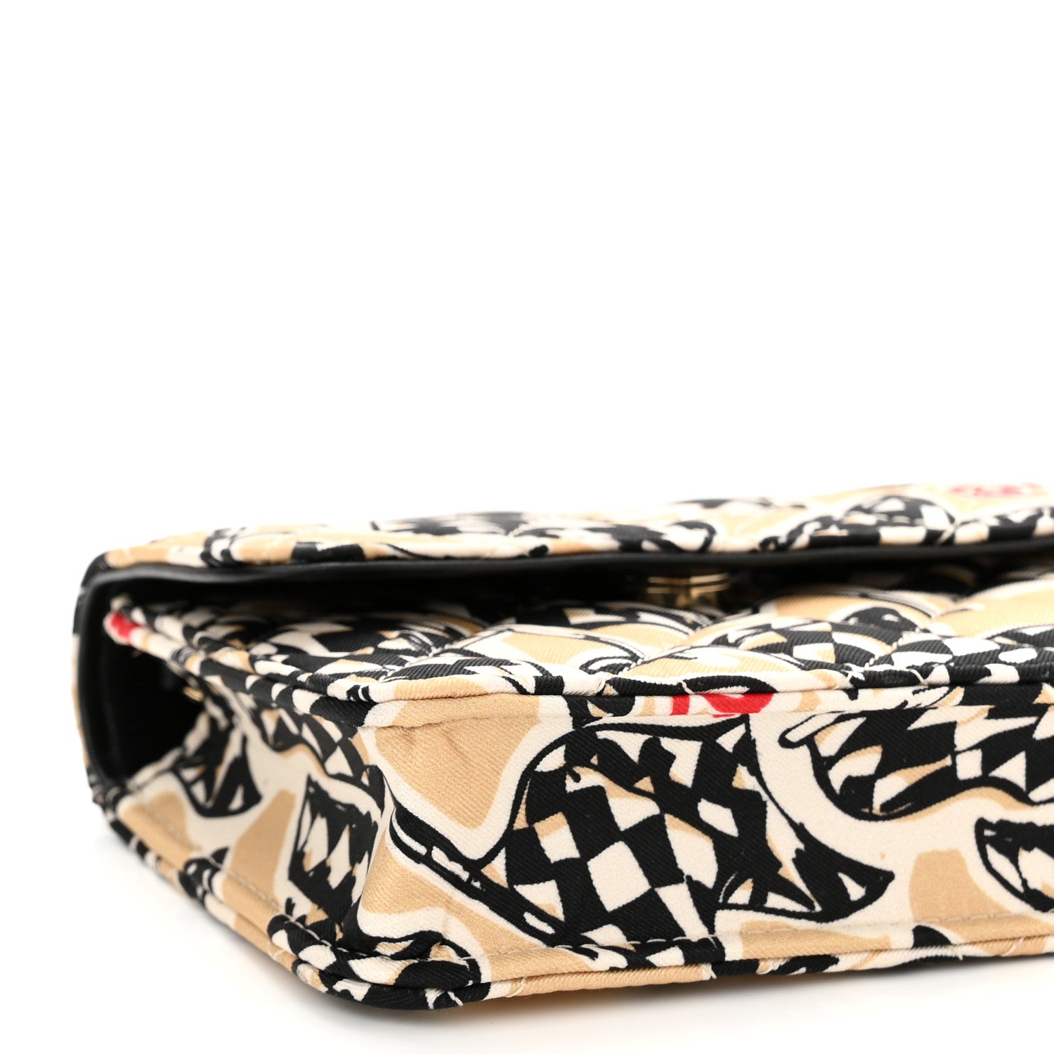 Chanel Canvas Check Flag Printed CC Clutch With Chain Beige Multicolor 10 of 12