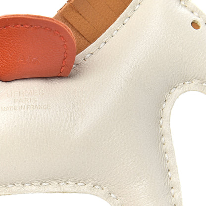 Hermes Milo Lambskin Grigri Rodeo Horse Bag Charm PM Craie Sesame Cornaline 3 of 4
