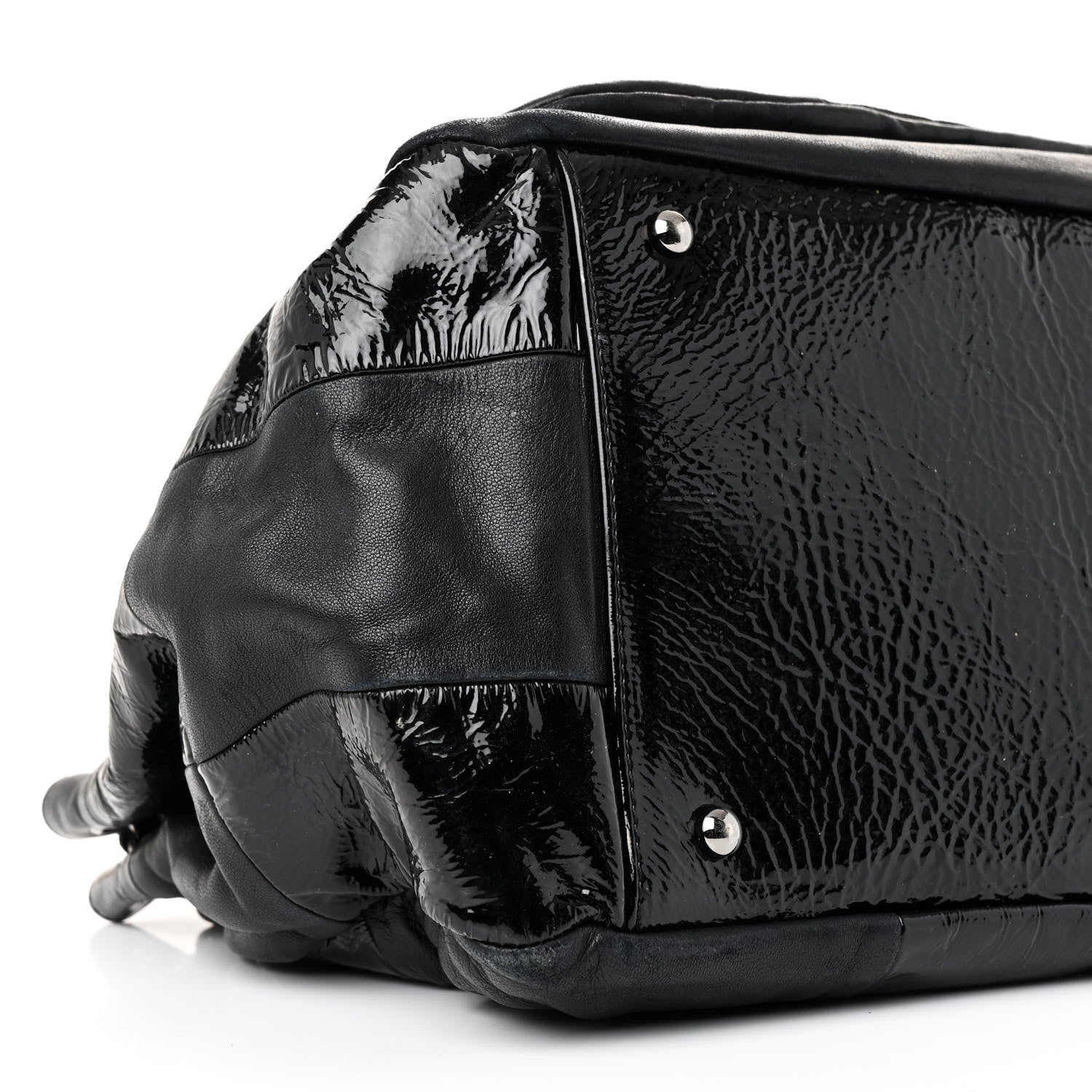 Chanel Lambskin Patent Calfskin Brooklyn Patchwork Accordion Flap Black 9 of 12