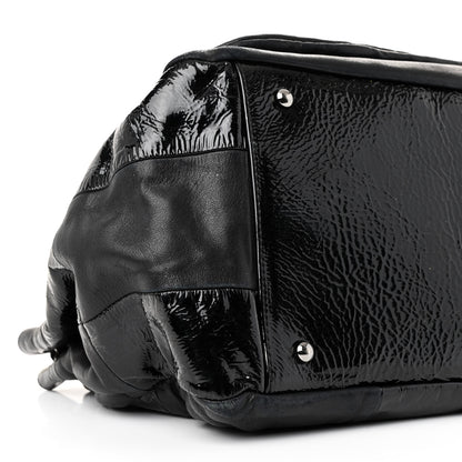 Chanel Lambskin Patent Calfskin Brooklyn Patchwork Accordion Flap Black 9 of 12