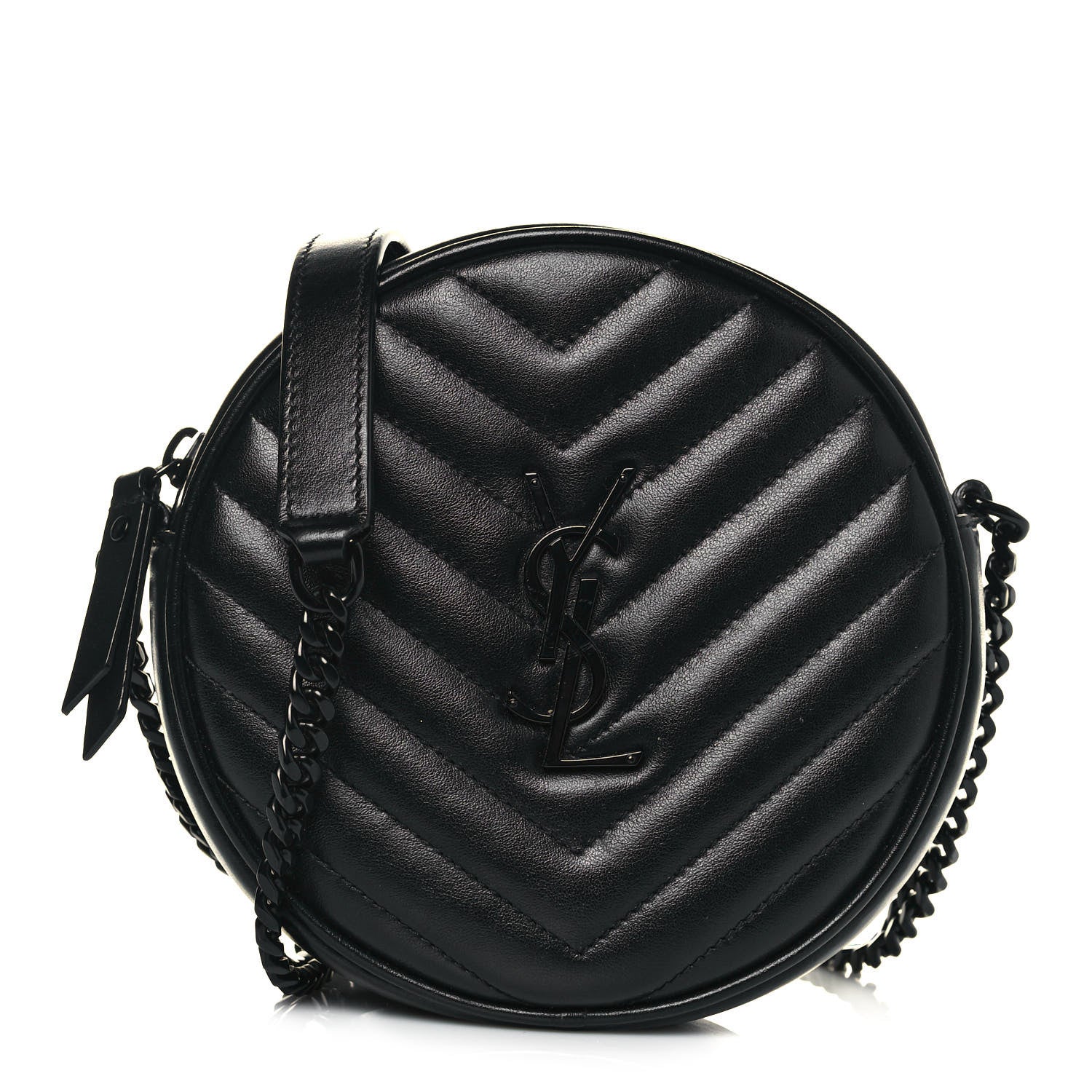 Saint Laurent Calfskin Matelasse Chevron Round Vinyle Camera Bag Black 1 of 11