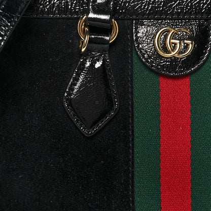 Gucci Suede Patent GG Web Medium Ophidia Tote Bag Black 8 of 13