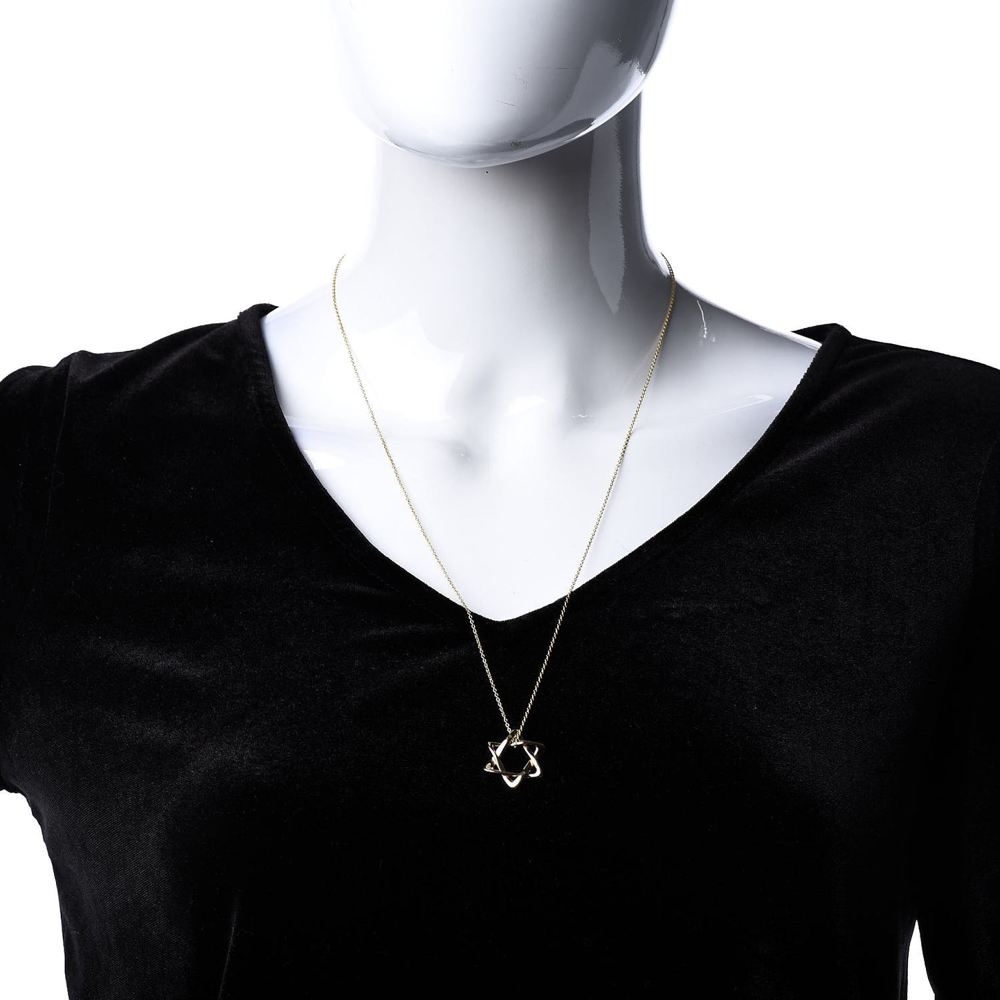 18K Yellow Gold 12mm Elsa Peretti Star of David Pendant Necklace