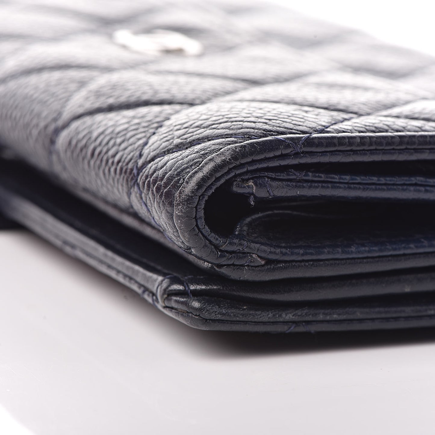 Caviar Quilted CC Long Double Wallet Navy