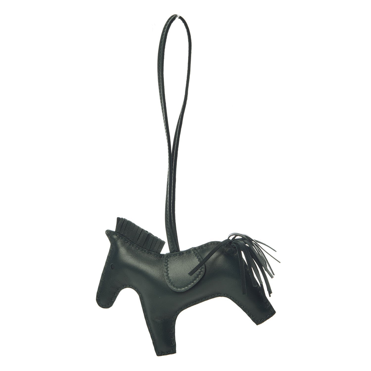 Hermes Milo Lambskin Grigri Rodeo Horse Bag Charm MM Vert Cypress 1 of 5
