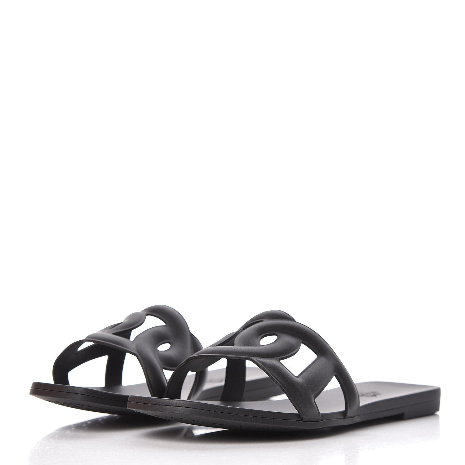 Hermes Rubber Aloha Sandals 38 Black 3 of 9