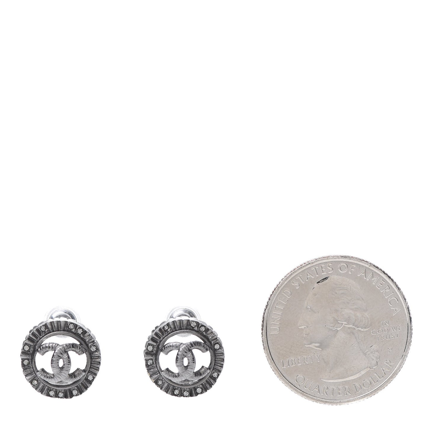 Ruthenium Crystal CC Round Earrings Silver