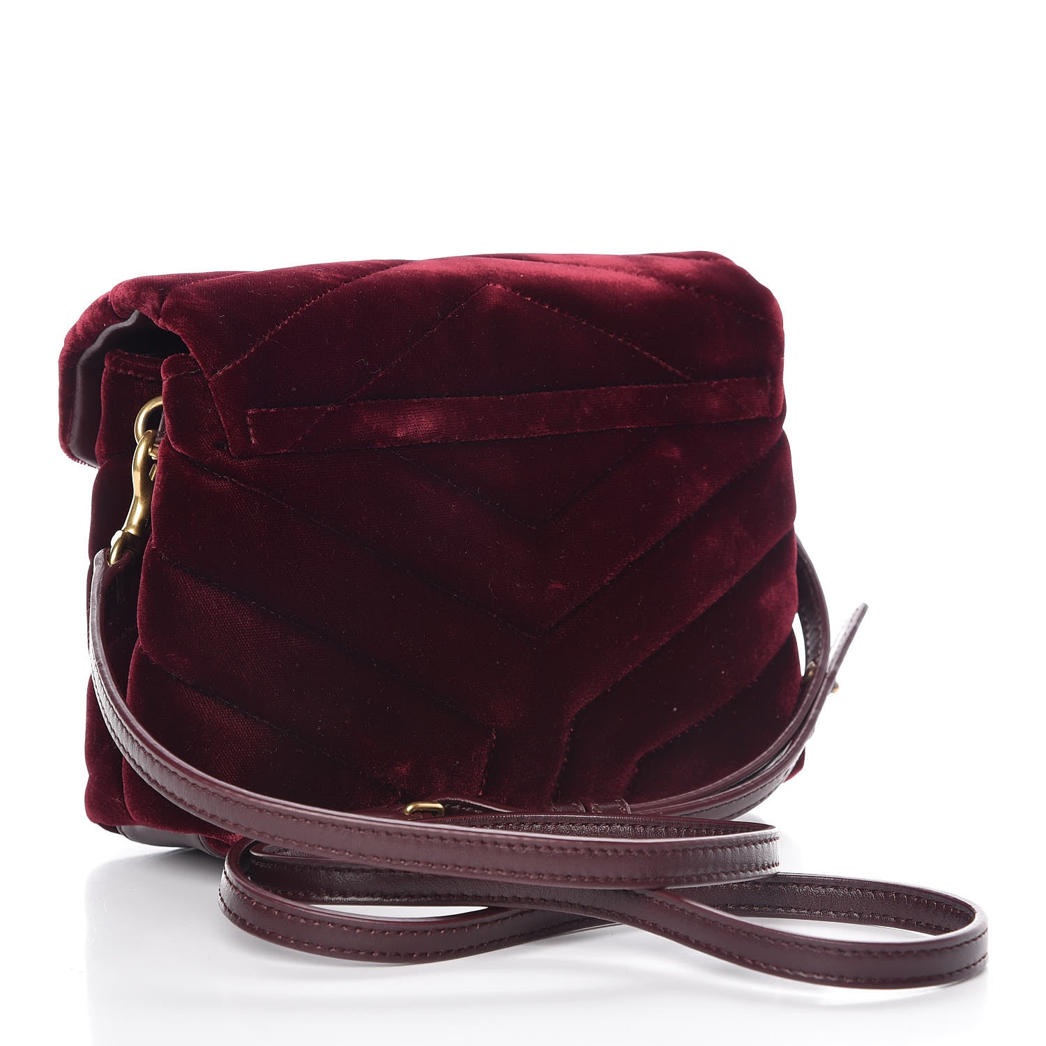 Saint Laurent Velvet Y Quilted Monogram Toy Loulou Crossbody Bag French Burgundy 3 of 14