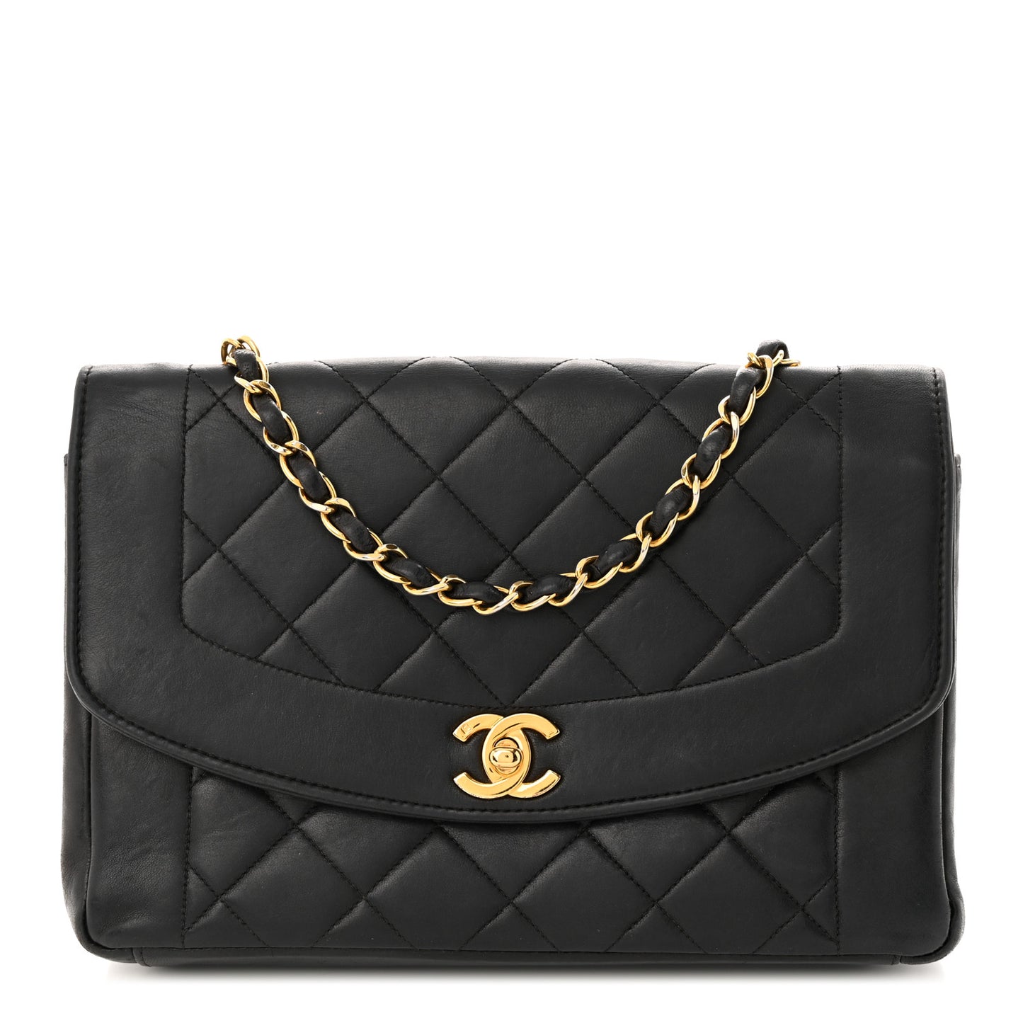 Lambskin Quilted Medium Single Flap Black
