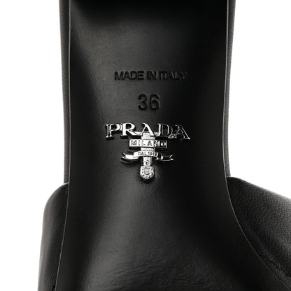 Prada Nappa Metal Triangle Logo Quilted Block Heel Slide Sandals 36 Black 7 of 7