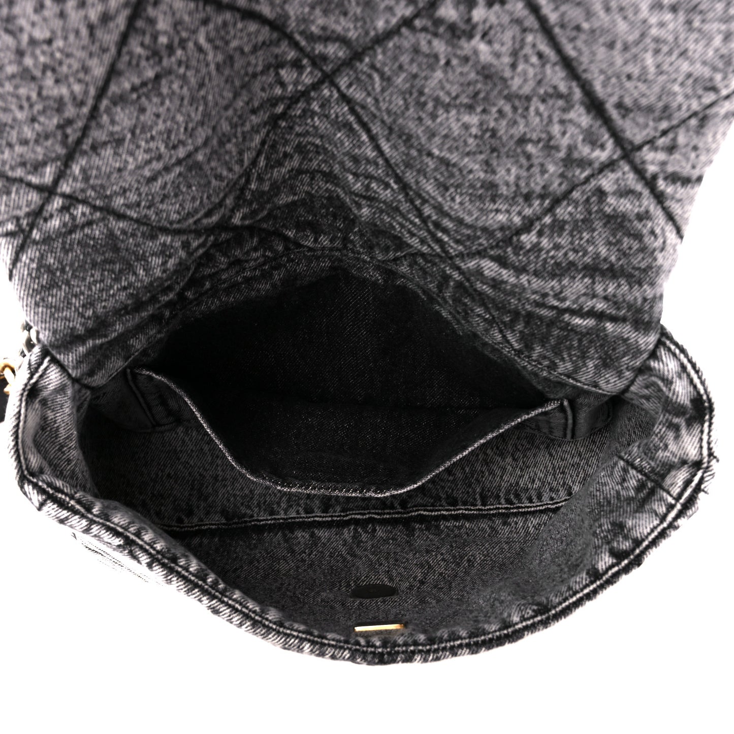 Washed Denim Quilted Medium Chanel 19 Flap Black White