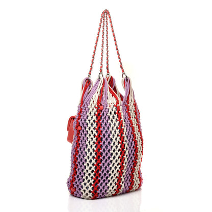 Chanel Lambskin Mixed Fibers Large Shopping Bag Red Purple White 3 of 13