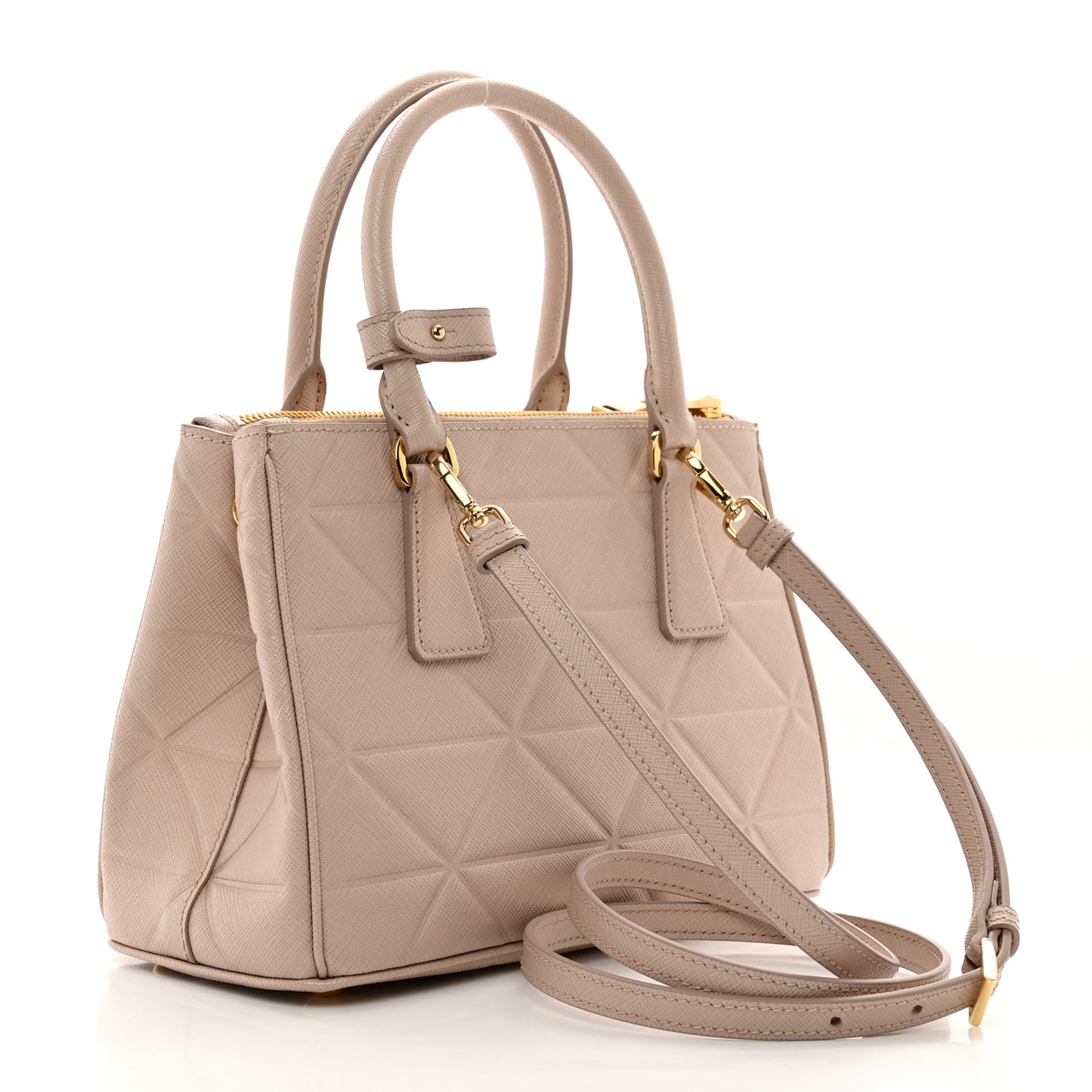 Saffiano Triangle Small Galleria Double Zip Tote Cammeo