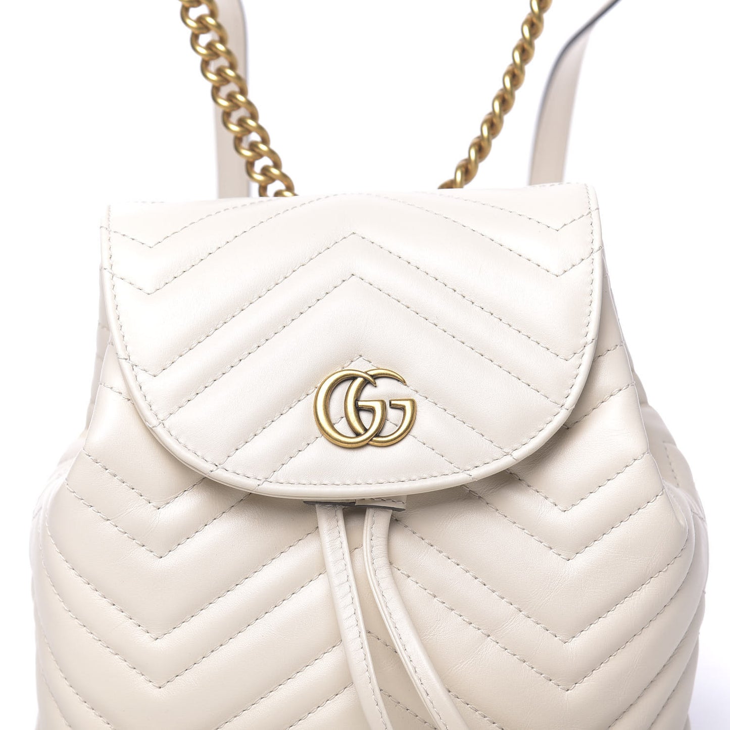 Calfskin Matelasse GG Marmont Flap Backpack White